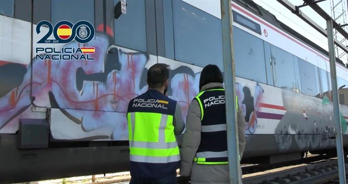 Agentes de la Policía Nacional han detenido a 17 personas acusadas de comenter 95 delitos de daños conetidos en instalaciones, trenes, vagones de ferrocarril, y metros de distintos operadores de la geografía española.