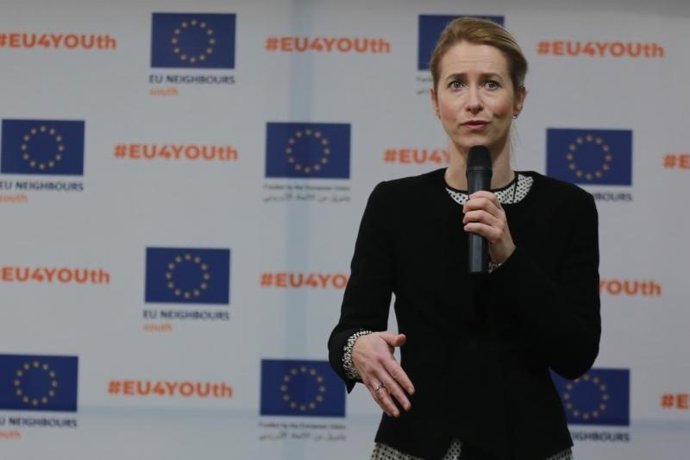 A Alta Representante Kaja Kallas discursa em um evento durante sua visita à Jordânia.