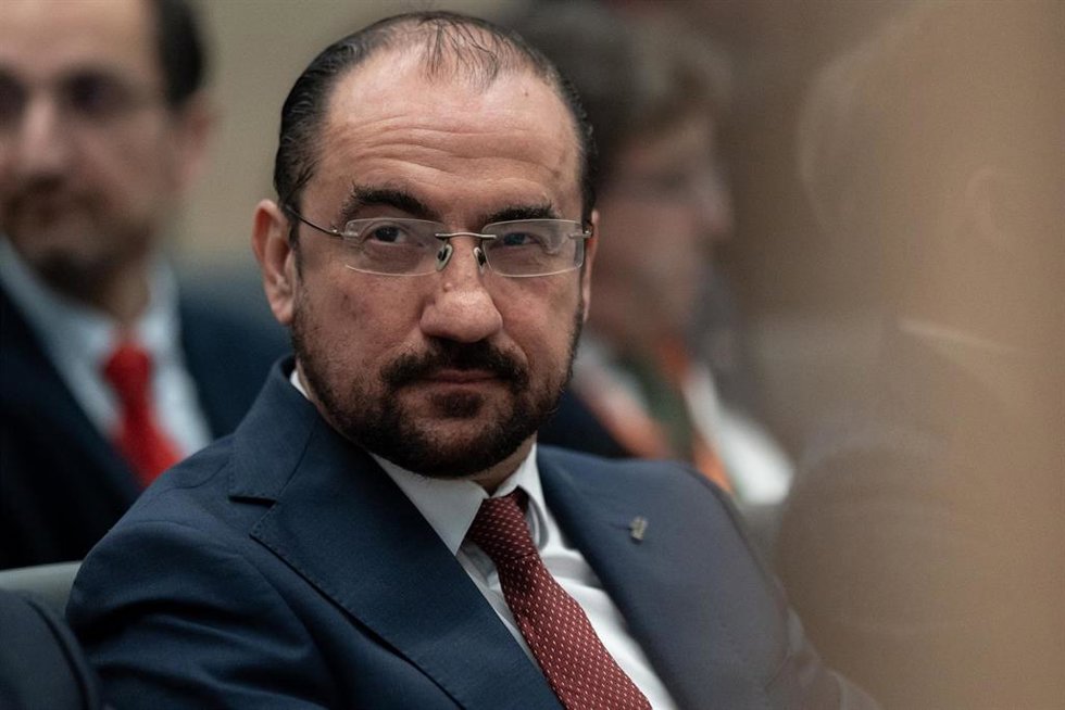 Archivo - El Rector de la Universidad Carlos III, Ángel Arias, durante la jornada de la Fundación Repsol 'Combustibles renovables, pilar para la descarbonización y la sostenibilidad energética', en la Universidad Carlos III de Madrid, a 19 de marzo de 2