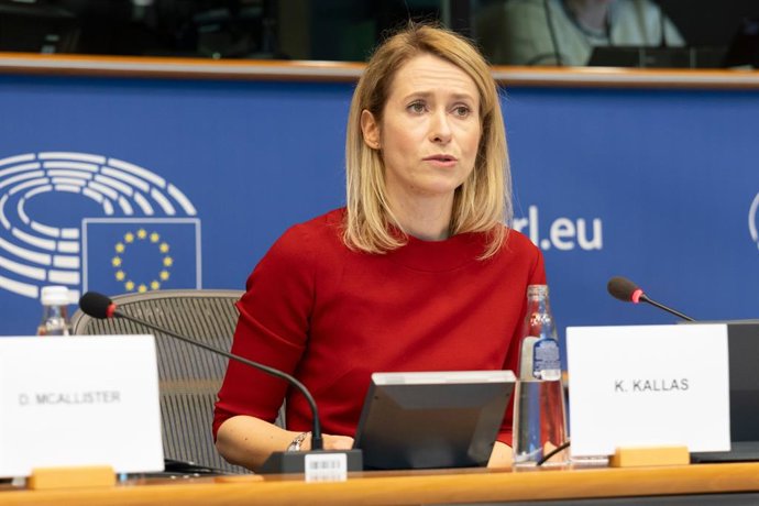 Alta Representante da UE, Kaja Kallas, falando no Parlamento Europeu.