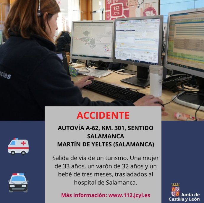 Información del 112 sobre el accidente en Martín de Yeltes (Salamanca).