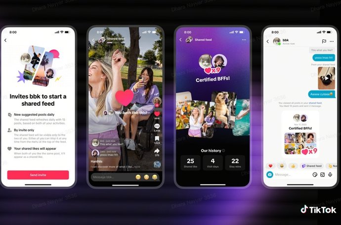 Novo feed compartilhado no TikTok.