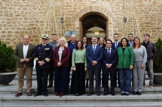 La consejera de Fomento, Articulación del Territorio y Vivienda, Rocío Díaz, durante su visita al Ayuntamiento de Rota, en la provincia de Cádiz