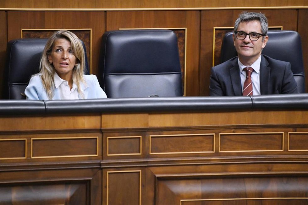 Archivo - La vicepresidenta segunda y ministra de Trabajo y Economía Social, Yolanda Díaz y el ministro de la Presidencia, Justicia y Relaciones con las Cortes, Félix Bolaños.