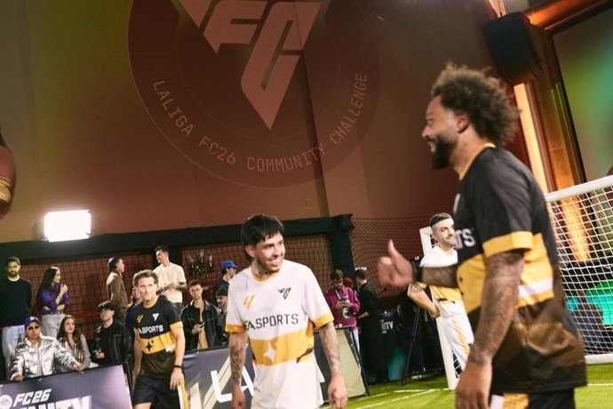 Marcelo celebra un gol durante el partido.
