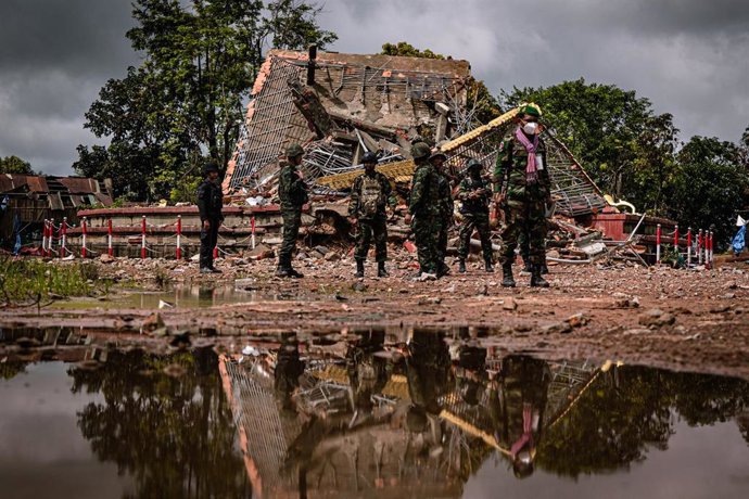 Archivo - Imagen de archivo de soldados en la frontera entre Tailandia y Camboya.