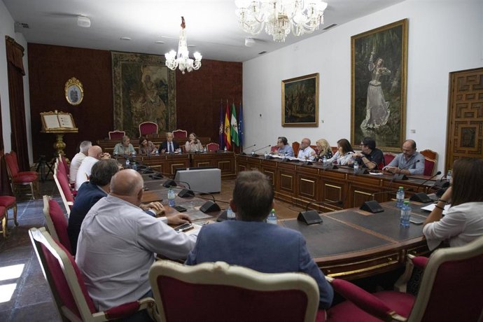 Archivo - El presidente de la Diputación, Salvador Fuentes, interviene durante un encuentro con alcaldes de los municipios afectados por el Virus del Nilo en una imagen de archivo.