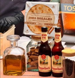 La Doppelbock de Cervezas Gran Vía y la torta de Aceite con Canela de Inés Rosales.