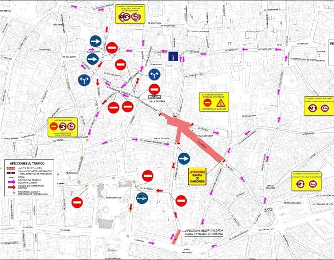 Mapa con el corte de dos tramos de la calles Gerona y Santa Ángela de la Cruz en Sevilla.