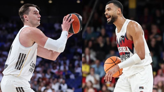 El jugador del Real Madrid Mario Hezonja y el del Baskonia Luwawu-Cabarrot (derecha).