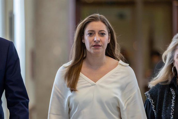 La portavoz del PP en el Congreso, Ester Muñoz, a su llegada a la Junta de Portavoces del Congreso de los Diputados, a 9 de diciembre de 2025, en Madrid (España).