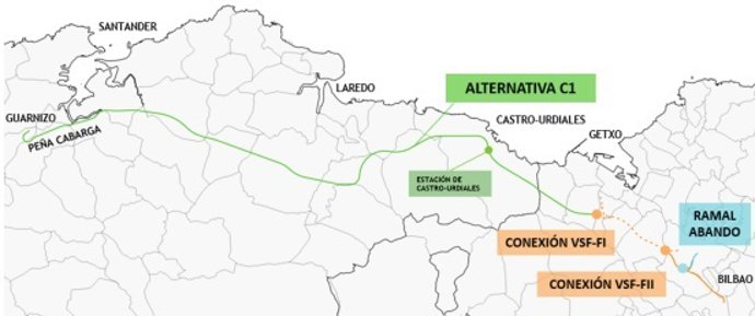 Archivo - Una de las alternativas estudiadas para el tren Santander-Bilbao