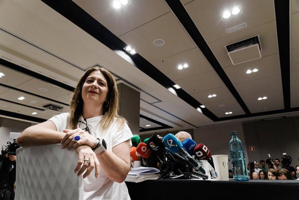 Archivo - La exmilitante socialista Leire Díez durante una rueda de prensa, en el Hotel Novotel, a 4 de junio de 2025, en Madrid  (España). Leire Díaz que aparece en diversos audios haciendo gestiones contra mandos de la Unidad Central Operativa (UCO) d