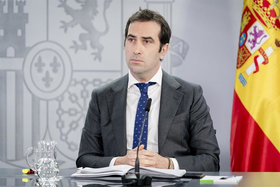 El ministro de Economía, Comercio y Empresa, Carlos Cuerpo, durante una rueda de prensa.