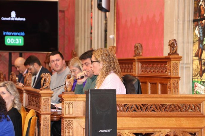 La portavoz de MÉS per Mallorca, Catalina Inés Perelló, en el pleno insular