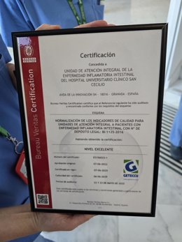 El Clínico San Cecilio renueva su acreditación nacional de excelencia en enfermedad inflamatoria intestinal.