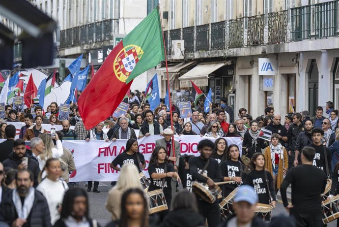 Marcha a favor de Palestina, en Lisboa.
