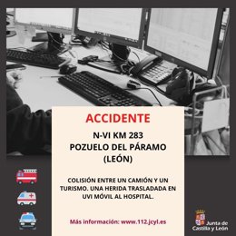 Información sobre el accidente en Pozuelo del Páramo (León).