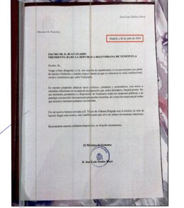 Carta enviada por Ábalos a Guaidó. 