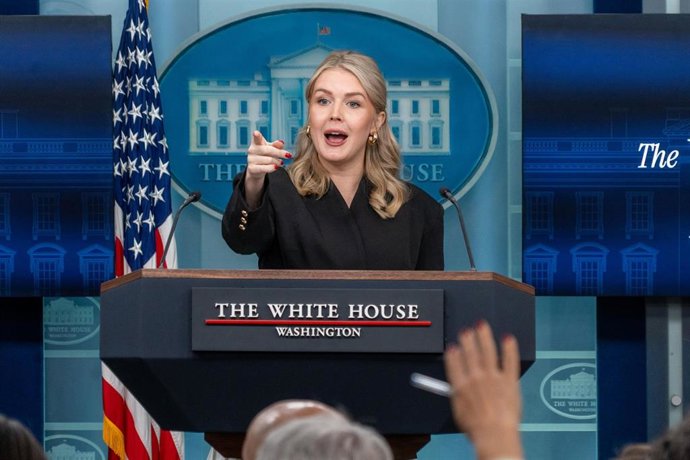 La portavoz de la Casa Blanca, Karoline Leavitt, en rueda de prensa