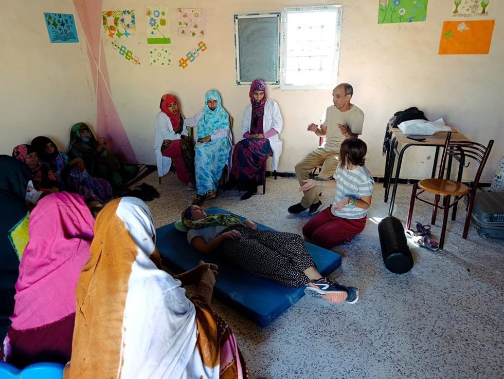 Una de las acciones realizadas por el equipo del Servicio de Atención Temprana en los campos de refugiados saharauis en Tindouf.