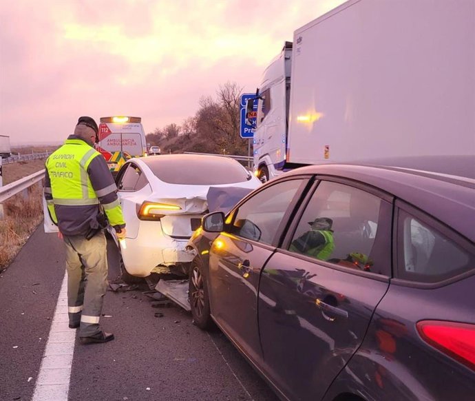 Imagen de uno de los accidentes de tráfico en la AP-68.