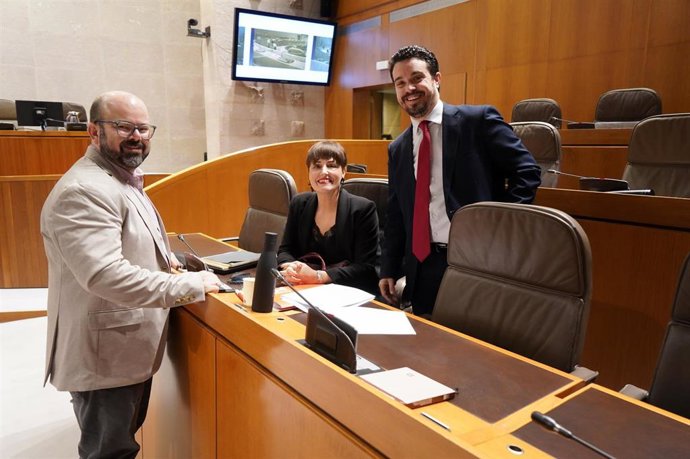 Los diputados autonómicos del PSOE Darío Villagrasa, Sergio Ortiz y Leticia Soria.