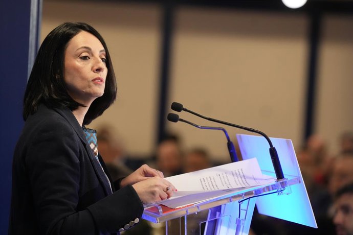 La secretària d'Organització del PSOE, Rebeca Torró, en un esmorzar informatiu a Bilbao