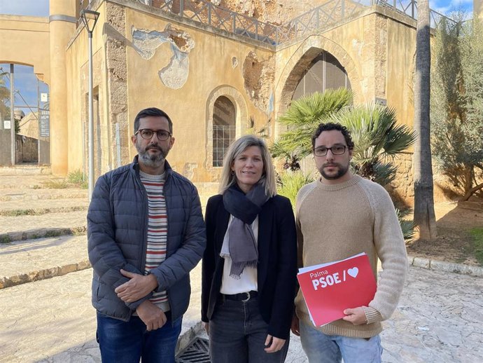 Los consellers insulares del PSIB en el Consell de Mallorca Joan Ferrer y Sofía Alonso y el regidor del PSIB de Palma Pepe Martínez.