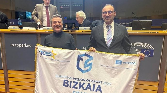Una delegación de la Diputación Foral de Bizkaia en Bruselas para recibir la distinción oficial de Bizkaia Kirolur como Región Europea del Deporte 2026