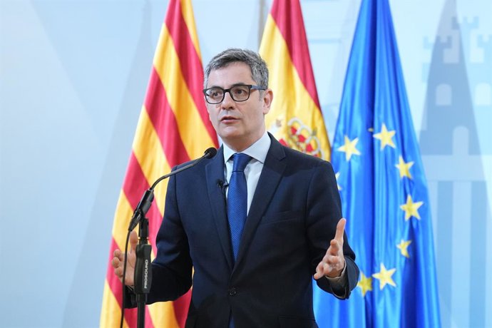 Archivo - Arxiu - El ministre de la Presidència, Relacions amb les Corts i Justícia, Félix Bolaños, fa una declaració sobre la resposta del Tribunal Suprem al jutge Peinado, en la Delegació del Govern, a 16 de juliol del 2025, a Barcelona, Catalunya.