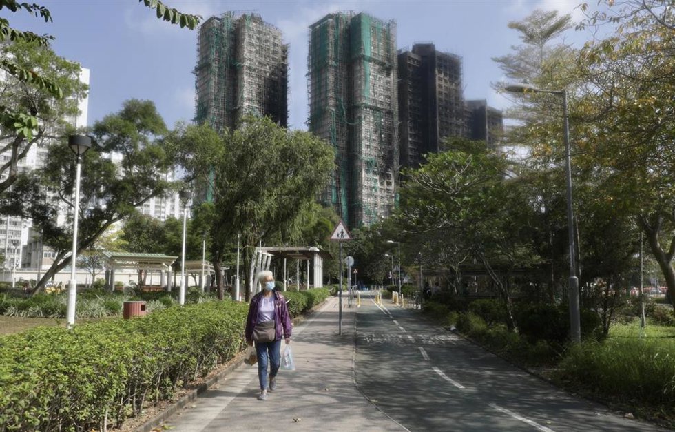 Los apartamentos de Wang Fuk Court, a 12 de diciembre de 2025, unas tres semanas después de su incendio. 