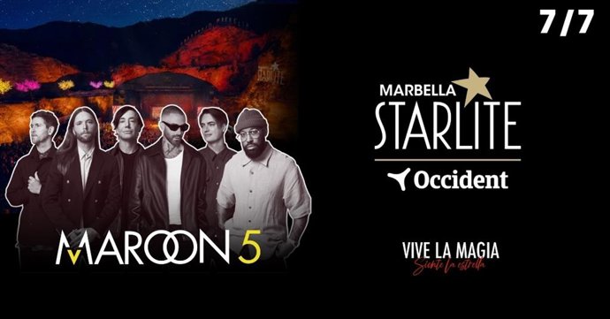 Cartel anunciador del concierto de Maroon 5 en el ciclo de conciertos Starlite Occident.