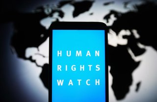 Archivo - November 27, 2023, Ukraine: In this photo illustration, Human Rights Watch (HRW) logo is seen on a smartphone screen.
