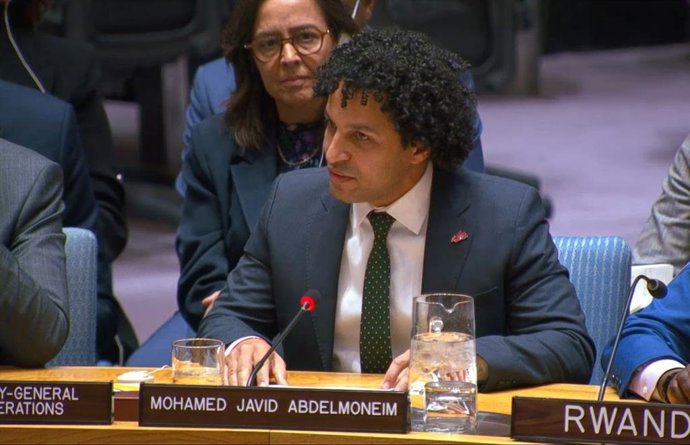 El presidente internacional de MSF, Javid Abdelmoneim, interviene ante el Consejo de Seguridad de la ONU para alertar de la situación de RDC.