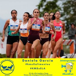 La subcampeona de Europa de 800 metros Daniela García en el cartel del encuentro DrinkinfRuner de este sábado. 13 de diciembre.
