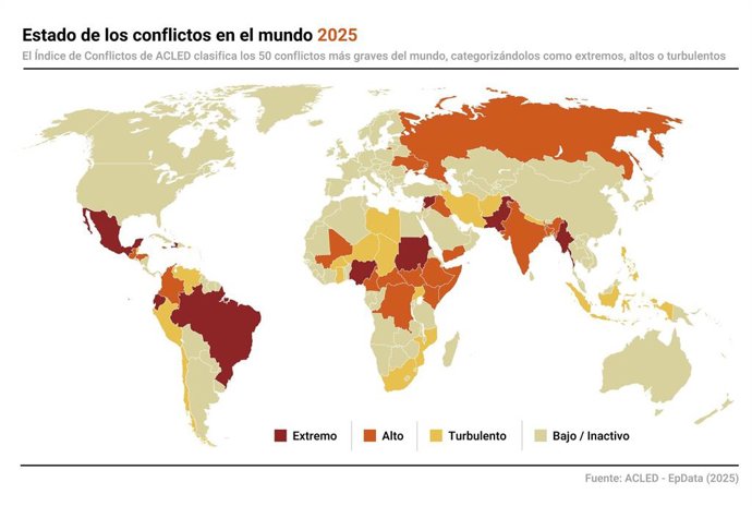 Indice de Conflictos 2025 elaborado por ACLED