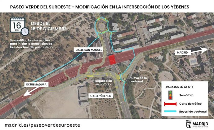 Plano del Paseo Verde del Suroeste-Modificación en la intersección de los Yébenes