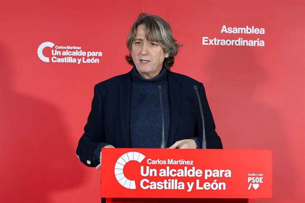 El secretario general del PSOECyL y candidato de la Presidencia de la Junta, Carlos Martínez, en la Asamblea Extraordinaria del PSOE de Soria