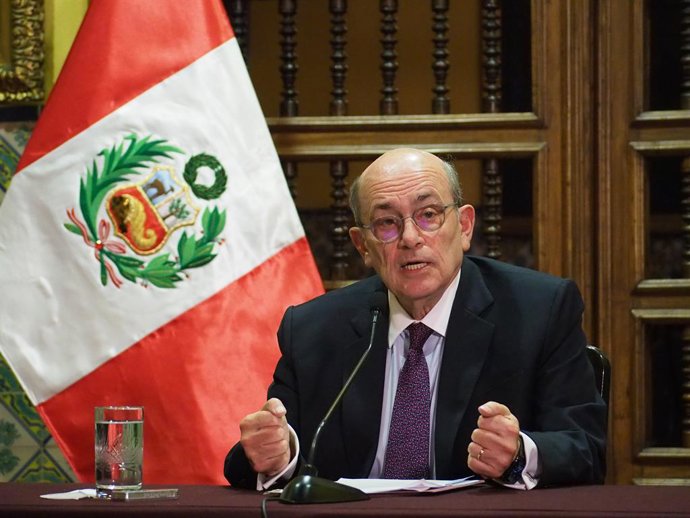 December 10, 2025, Lima, Lima, Peru: Ambassador Hugo de Zela Martinez, Minister of Foreign Affairs of Peru, holds a press conference for foreign correspondents in Lima. He addresses Peruvian diplomacy in the face of current regional and international poli