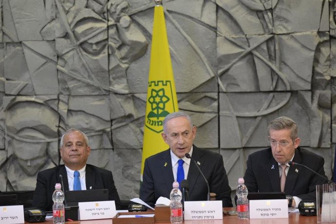 El primer ministro israelí, Benjamin Netanyahu, durante el Consejo de Ministros celebrado en Dimona