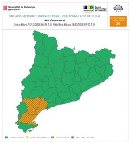 Mapa de la situació meteorològica per acumulació de pluja de Catalunya
