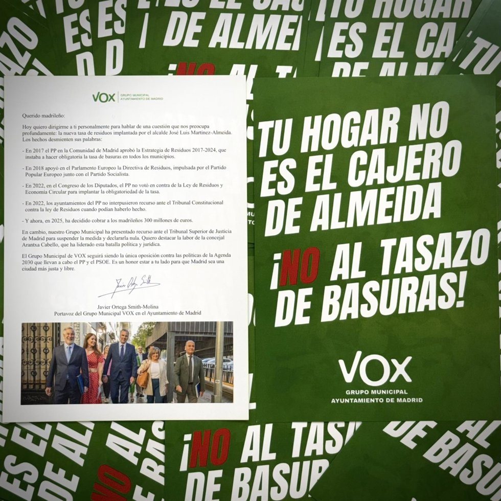 Vox lanza una campaña informativa sobre la nueva tasa de basuras