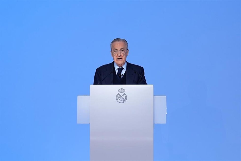 El presidente del Real Madrid, Florentino Pérez, en la Asamble General Ordinaria del club.