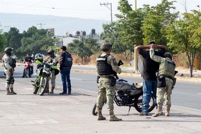 November 25, 2025, Buenavista, Michoacan, Mexico: Massive security measures are part of a new federal strategy to tackle the latest wave of violence brought by drug cartels in the southern Mexican state of Michoacán. A large deployment of the army and the