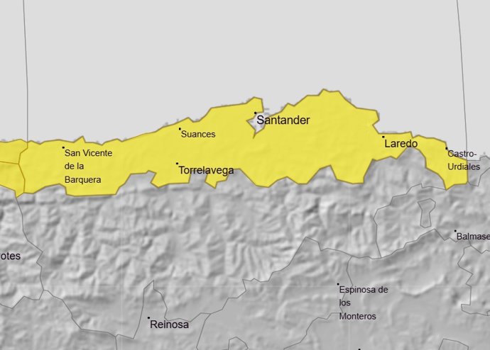 El litoral de Cantabria, en aviso amarillo por lluvia