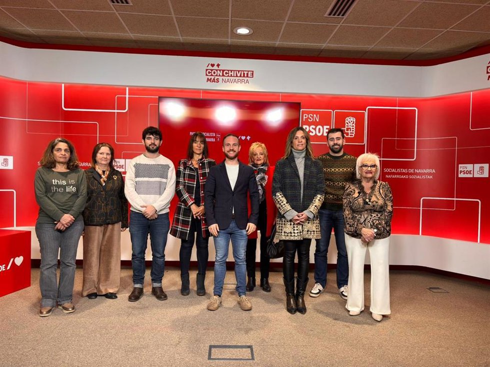 Imagen de la rueda de prensa del PSN sobre los Presupuestos de la Mancomunidad de la Comarca de Pamplona