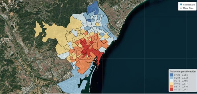 Mapa de gentrificación de Barcelona