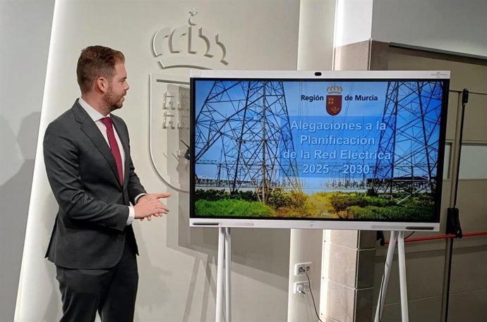 El director general de Industria, Energía y Minas, Federico Miralles, durante la explicación de las alegaciones a la propuesta del Ministerio sobre la planificación de la Red Eléctrica