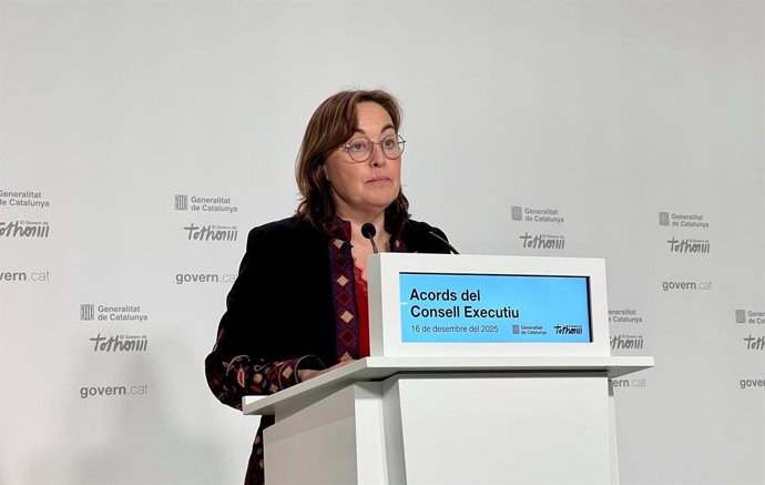 A conselheira para Território, Habitação e Transição Ecológica e porta-voz da Generalitat, Sílvia Paneque, em uma coletiva de imprensa após o Consell Executiu de terça-feira.
